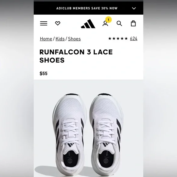 ADIDAS RUNFALCON 3 LACE SHOES - Picture 2 of 11